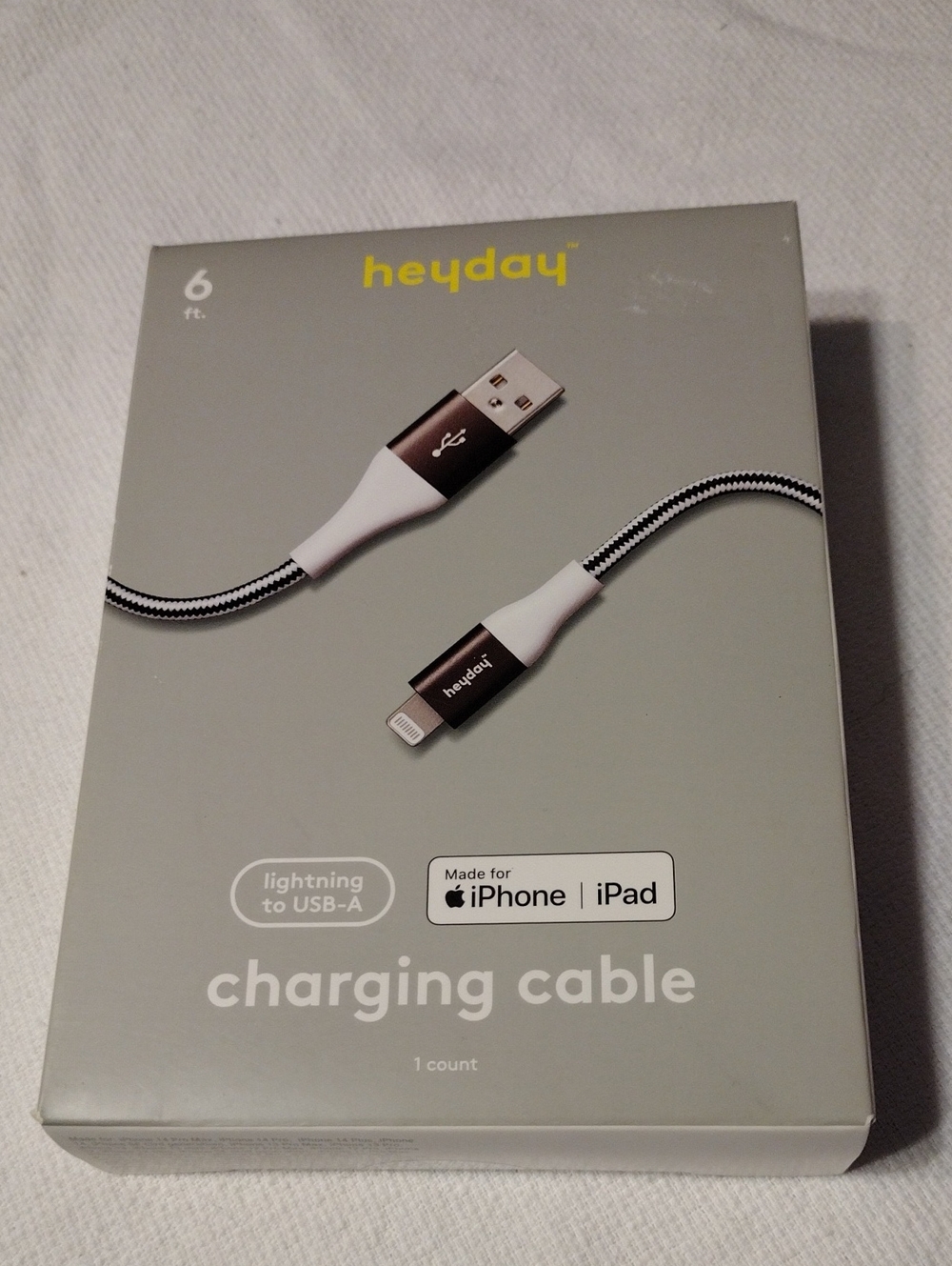 heyday Braided Lightning to USB-A Charging Cable